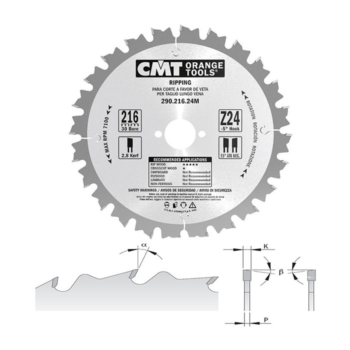 CMT - Pilový kotouč pro podélný řez (D160x20 Z12 HM)