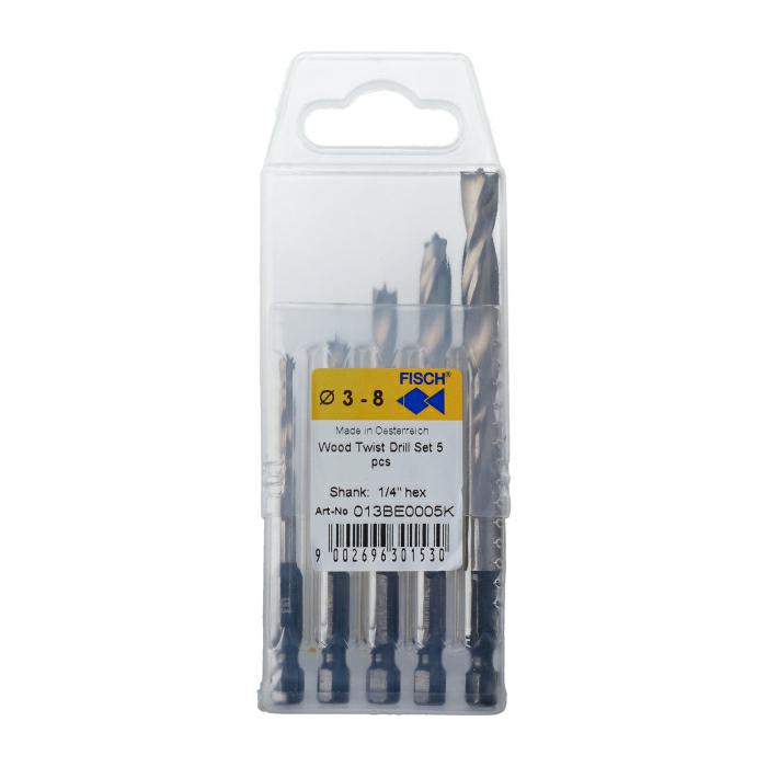 Sada vrtáků HSS se šestihrannou stopkou 5 ks - 3, 4, 5, 6, 8 mm