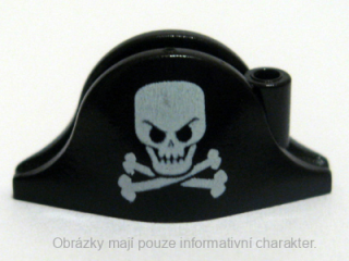 2528pb03 Black Minifigure, Headgear Hat, Pirate Bicorne with Large Skull