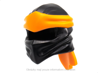 40925pb18 Black Ninjago Wrap Type 4 with Molded Orange Headband