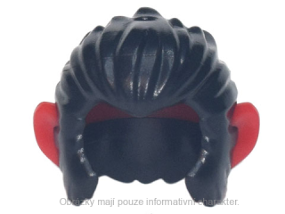 53094pb03 Black Minifigure, Hair and Sideburns, Swept Back with Molded Red Ears