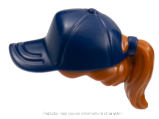 35660pb02 Dark Orange Hair with Hat, Ponytail with Molded Dark Blue Ball Cap