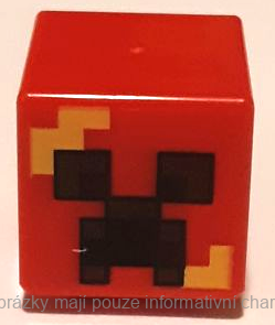19729pb047 Red Head, Modified Cube Pixelated (Minecraft Exploding Creeper)