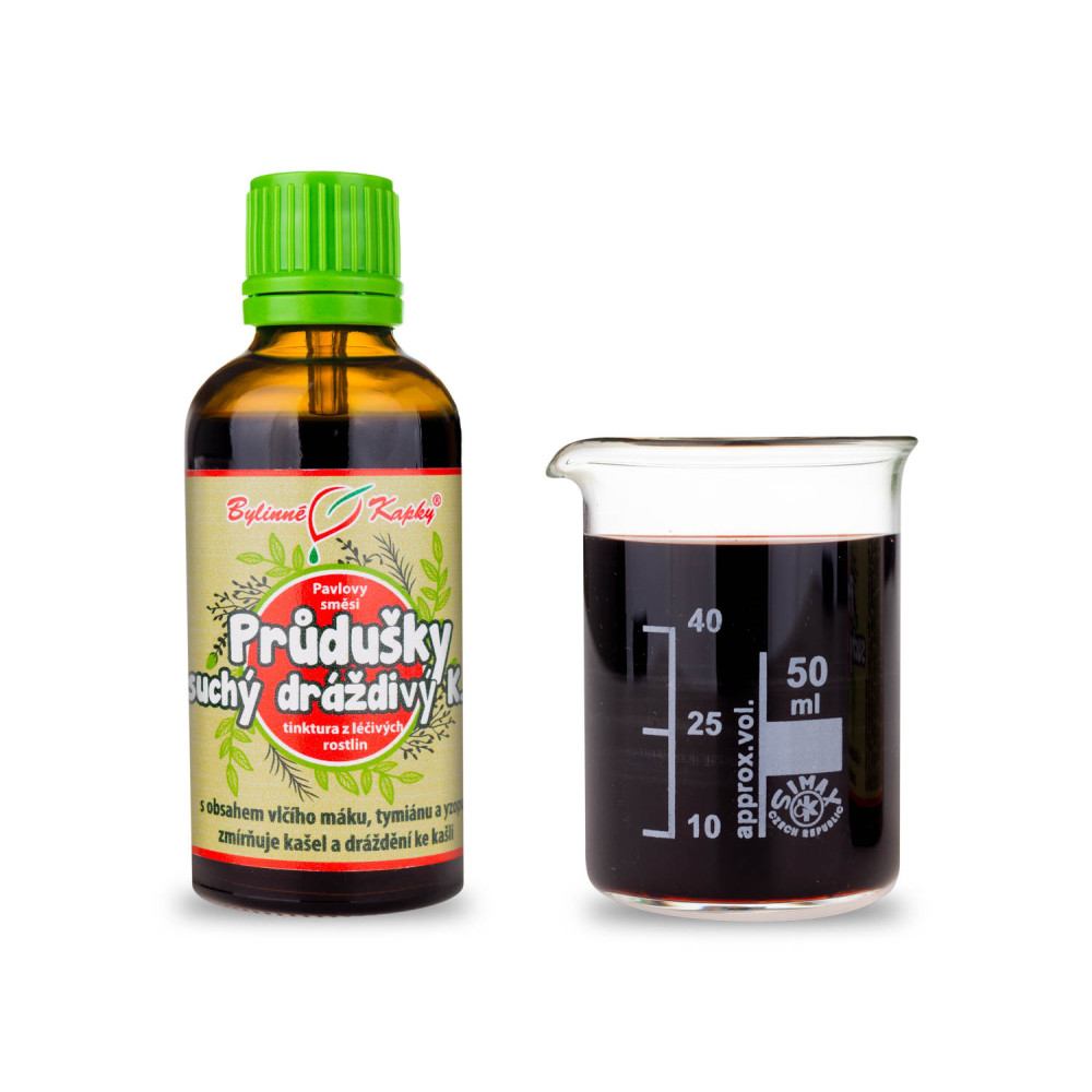 Průdušky - suchý K. (Nekašel) - Pavlovy bylinné kapky (tinktura) 50 ml
