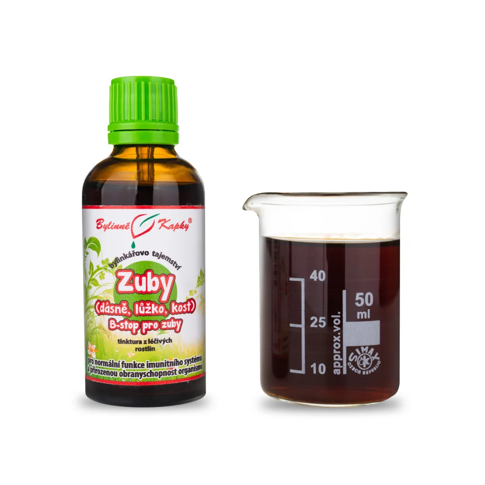 Zuby (dásně, lůžko, kost - B-stop pro zuby) - Bylinné kapky (tinktura) Bylinkářovo tajemství 50 ml