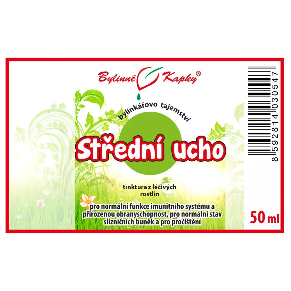 Střední ucho - Bylinné kapky (tinktura) - Bylinkářovo tajemství 50 ml 