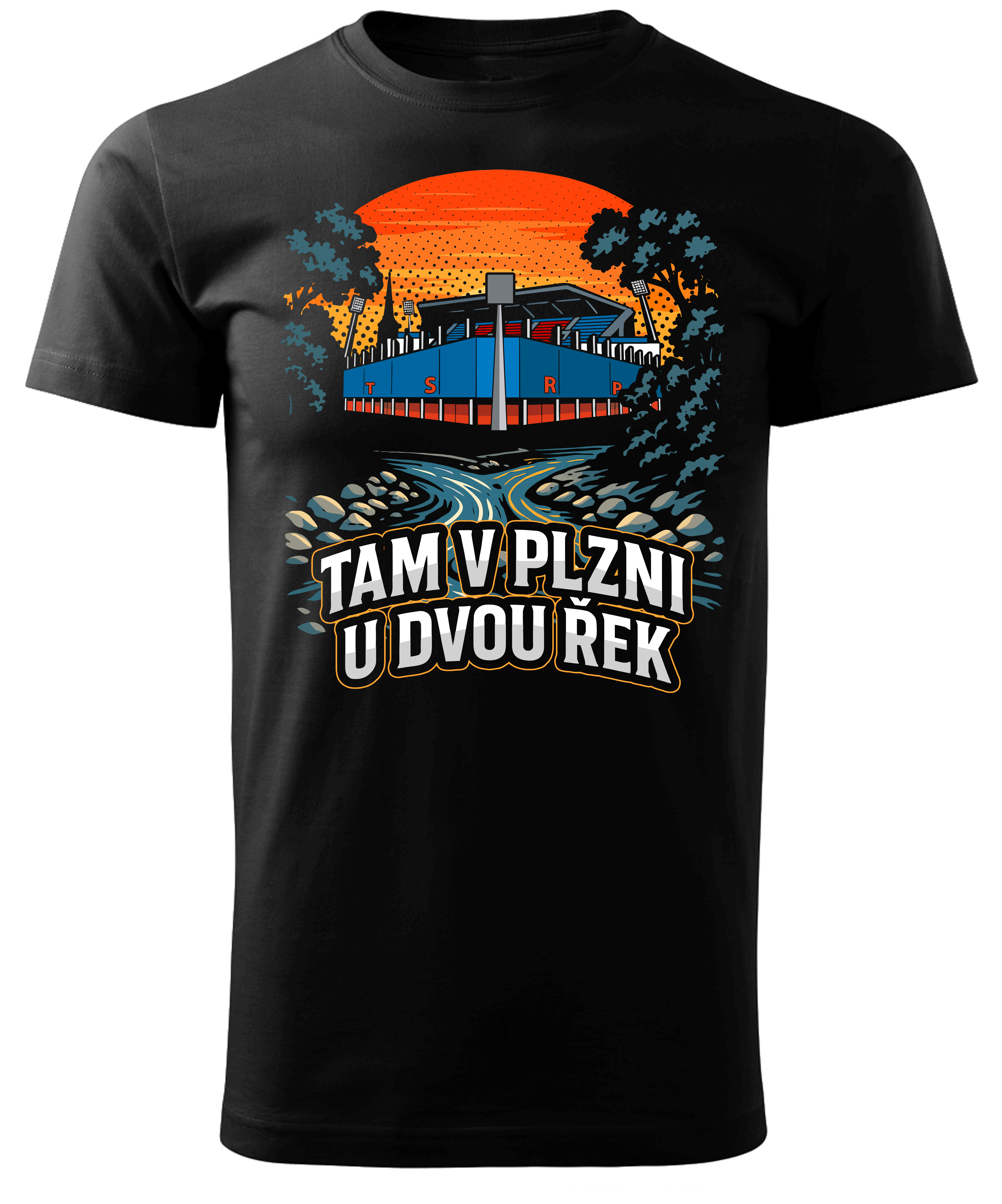 V plzni u dvou řek (tričko, pánské, černé)