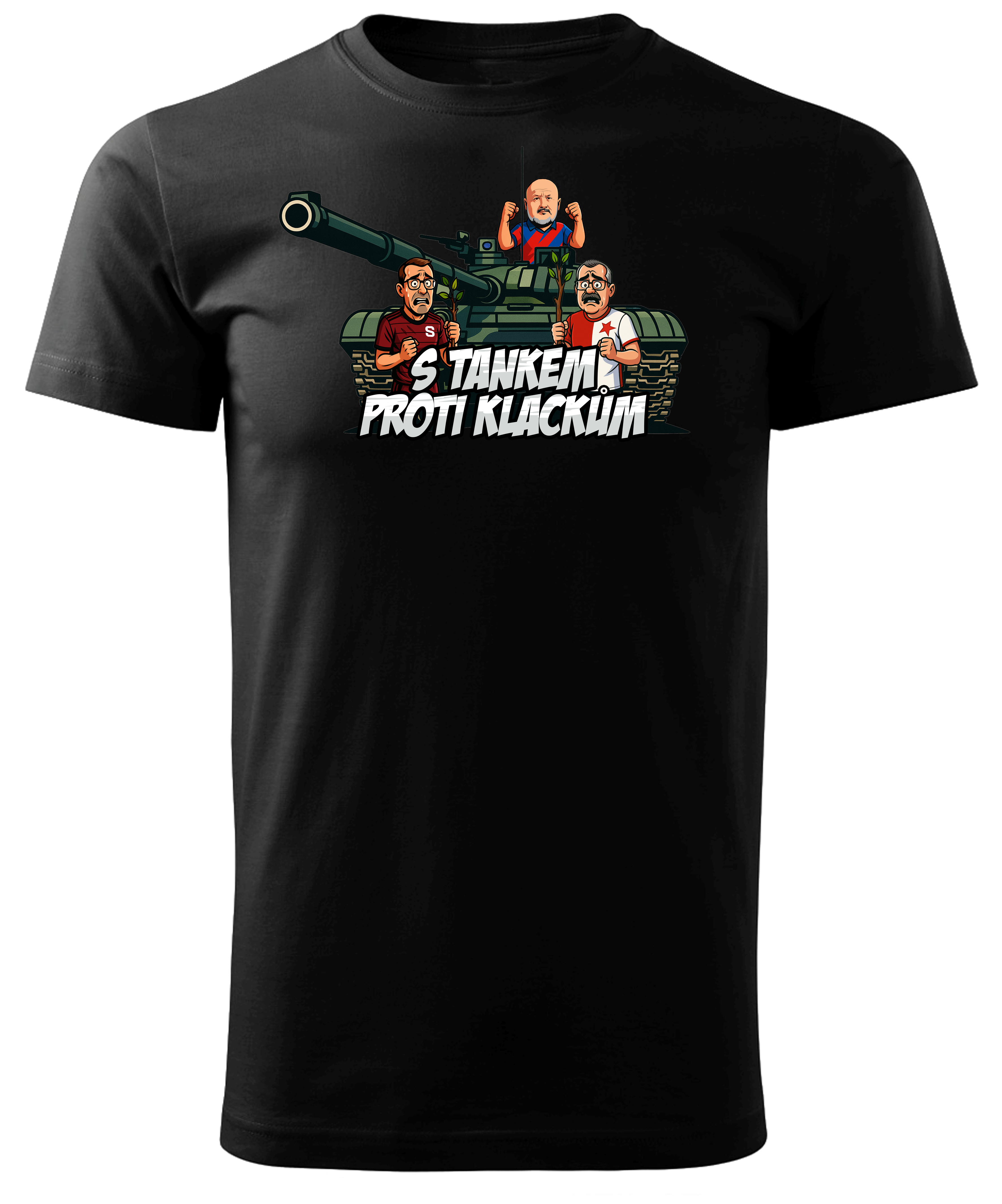 S tankem proti klackům (tričko, pánské, černé)