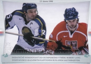 Hokejová karta Robert Lang / Ruslan Sagynbajev Authentic Moments Gold