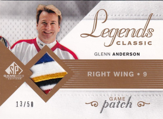 Hokejová karta Glenn Anderson UD SPGU 2007-08 Legends Classic Patch /50 č. HGJ-GA