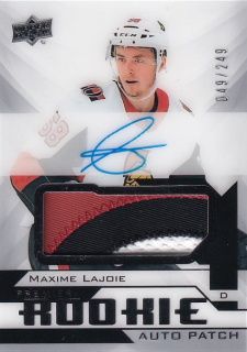 Hokejová karta Maxime Lajoie UD Premier 2018-19 Rookie Auto Patch /249 č. AR-ML