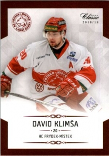 Hokejová karta David Klimša OFS Chance Liga 2018-19 řadová karta č. 201
