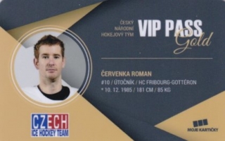 Hokejová karta Roman Červenka Czech Ice Hockey Team 2018 VIP PASS Gold