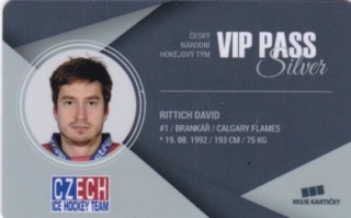 Hokejová karta David Rittich Czech Ice Hockey Team 2018 VIP PASS Silver