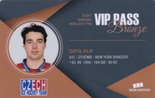 Hokejová karta Filip Chytil Czech Ice Hockey Team 2018 VIP PASS Bronze
