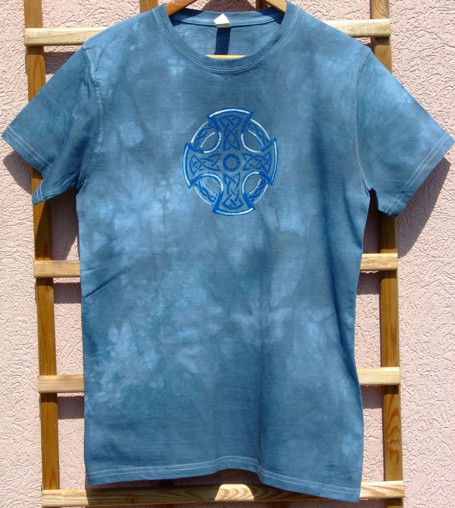 Keltský kříž denim batika