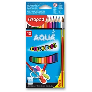 Akvarelové pastelky Maped 12 barev + štětec