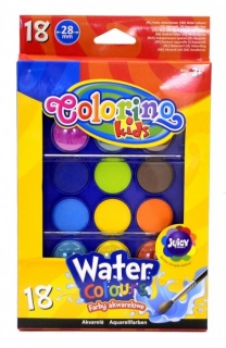 Vodové barvy velké, 18 barev + 2 štětce
