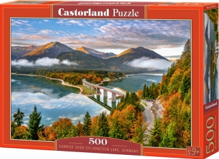 Puzzle 500 dílků - Východ nad Sylvenstein jezerem, Německo