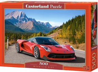 Puzzle 500 dílků - Červené auto v horách