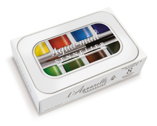 Akvarelové barvy Sennelier mini 8 ks + štětec