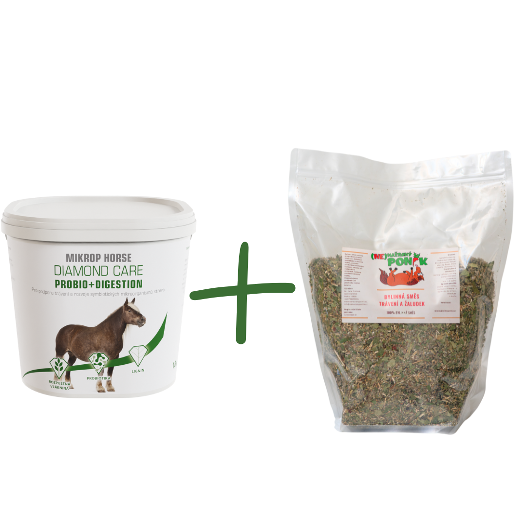Výhodný balíček MIKROP® HORSE DIAMOND CARE PROBIO+DIGESTION + Bylinná směs Trávení a žaludek 