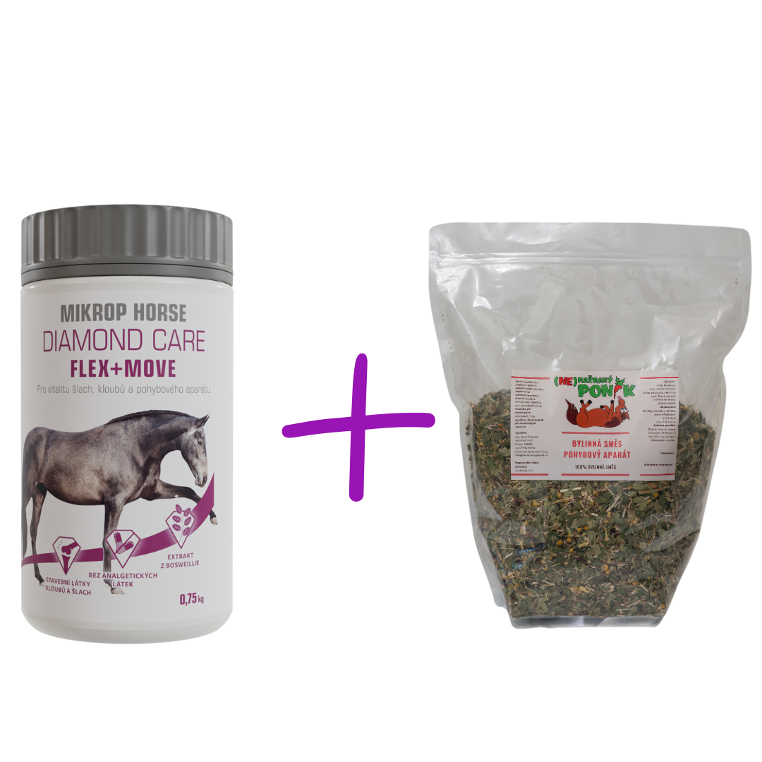 Výhodný balíček MIKROP® HORSE DIAMOND CARE FLEX+MOVE + Bylinná směs Pohybový aparát