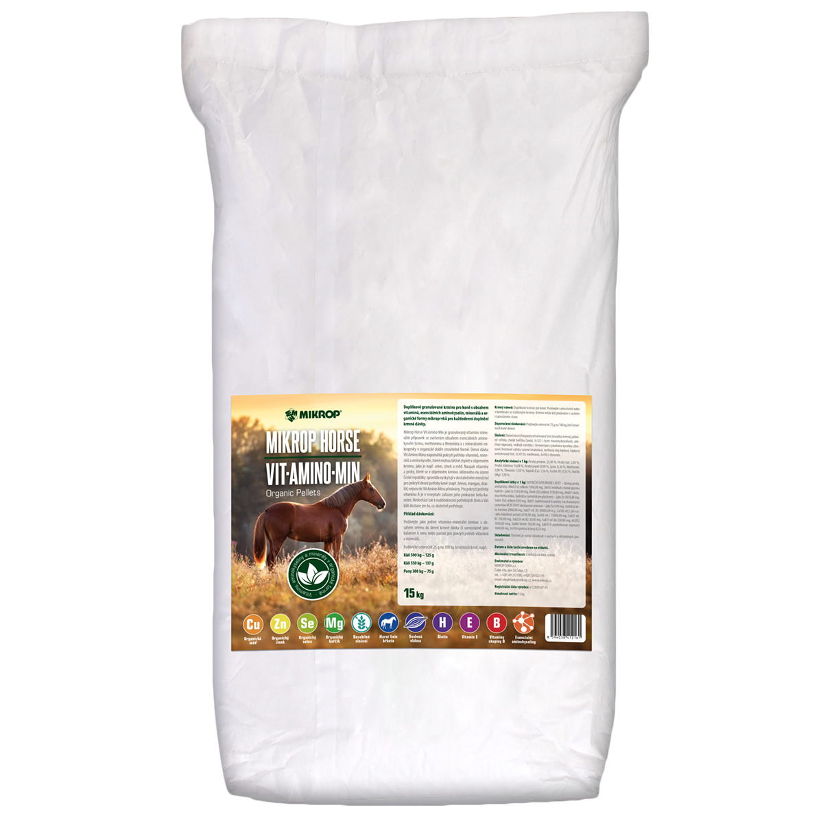 MIKROP HORSE VIT.AMINO.MIN ORGANIC, 15 KG