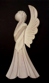 Dřevěný anděl (profil) bílý