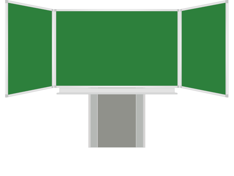 Třídílná keramická magnetická tabule Triptych 400/200x120 cm na zvedacím stojanu, zelená tabule, zelená křídla