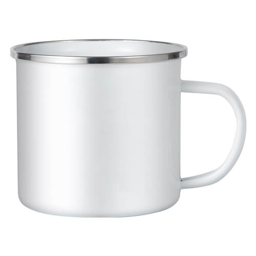 Plechový hrnek 500 ml se stříbrným lemem - bílý pro sublimaci 