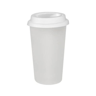 ECO cestovní hrnek skleněný s bílým víčkem