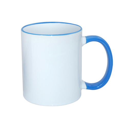Hrnek A+ 330 ml s modrým lemem a uchem