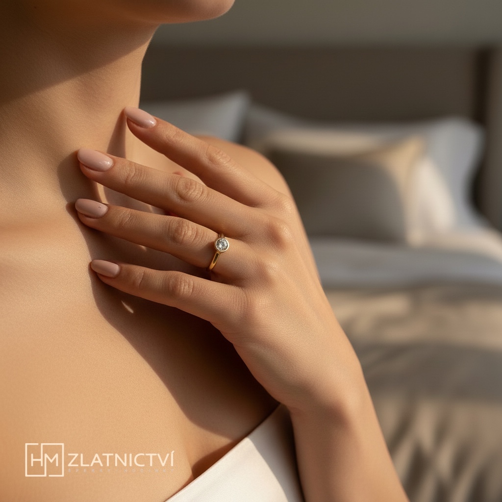 Elegantní zlatý prsten s jasným zirkonem 2-2945 