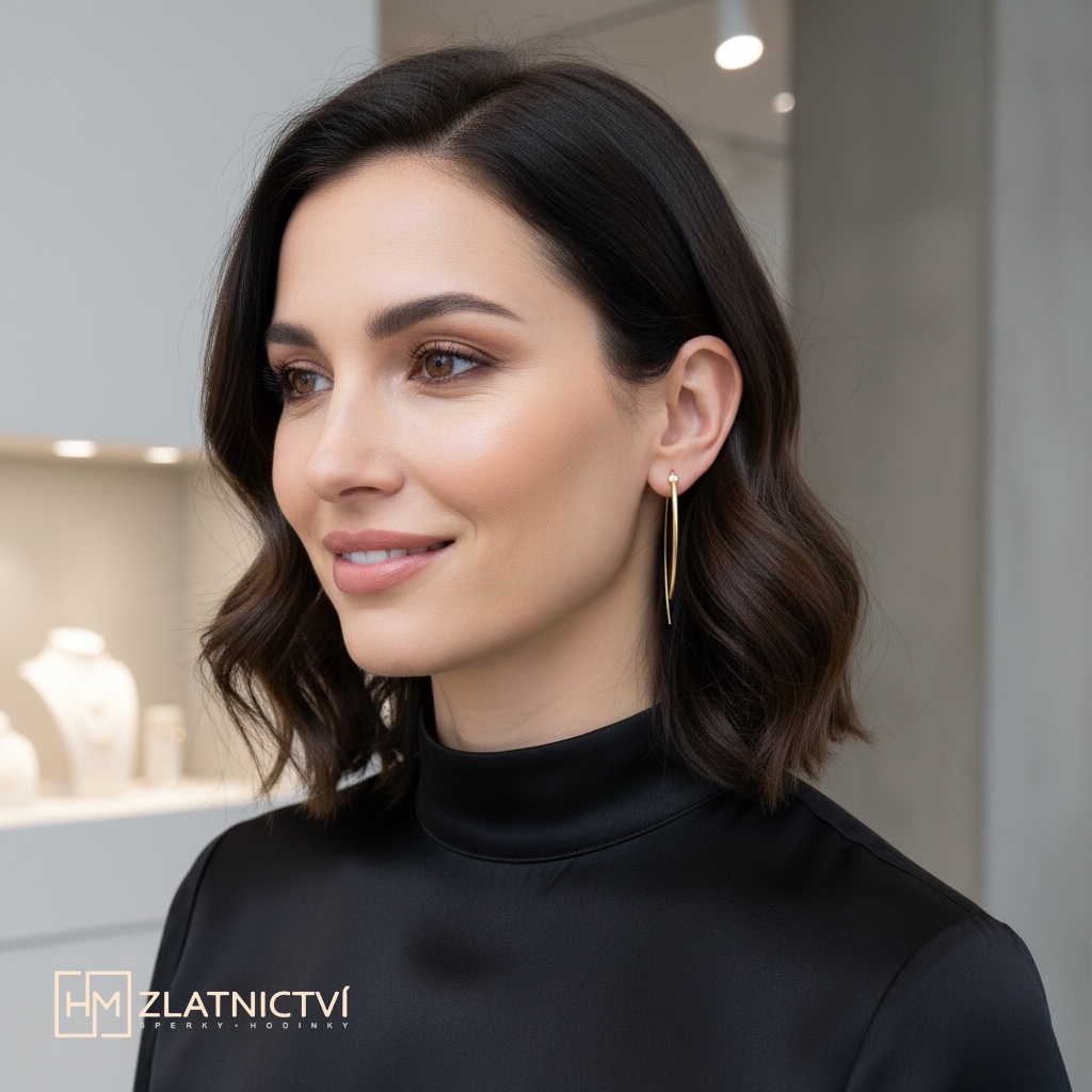 Elegantní náušnice ze žlutého zlata 5-6022