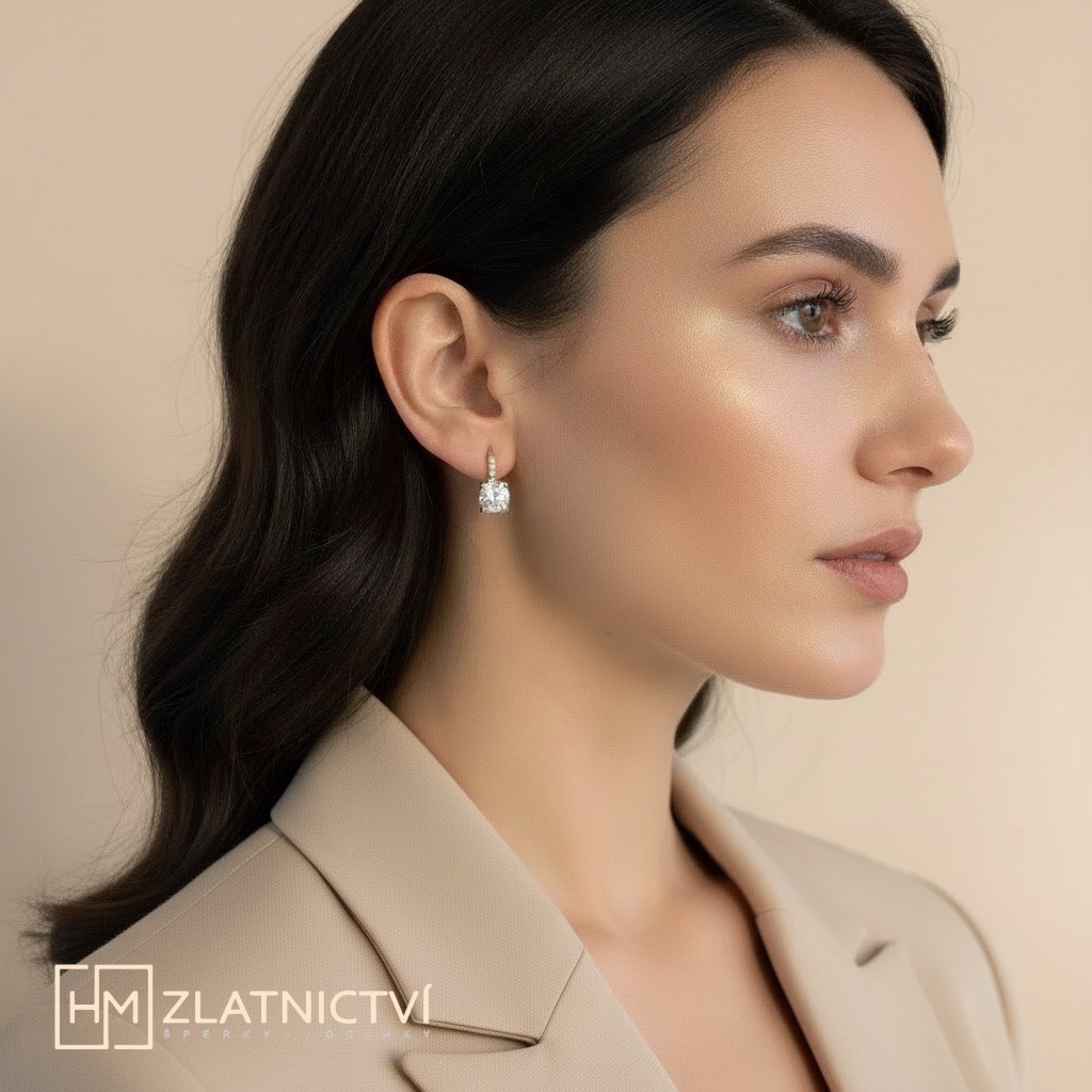 Náušnice ze žlutého zlata se zirkonem 5-202