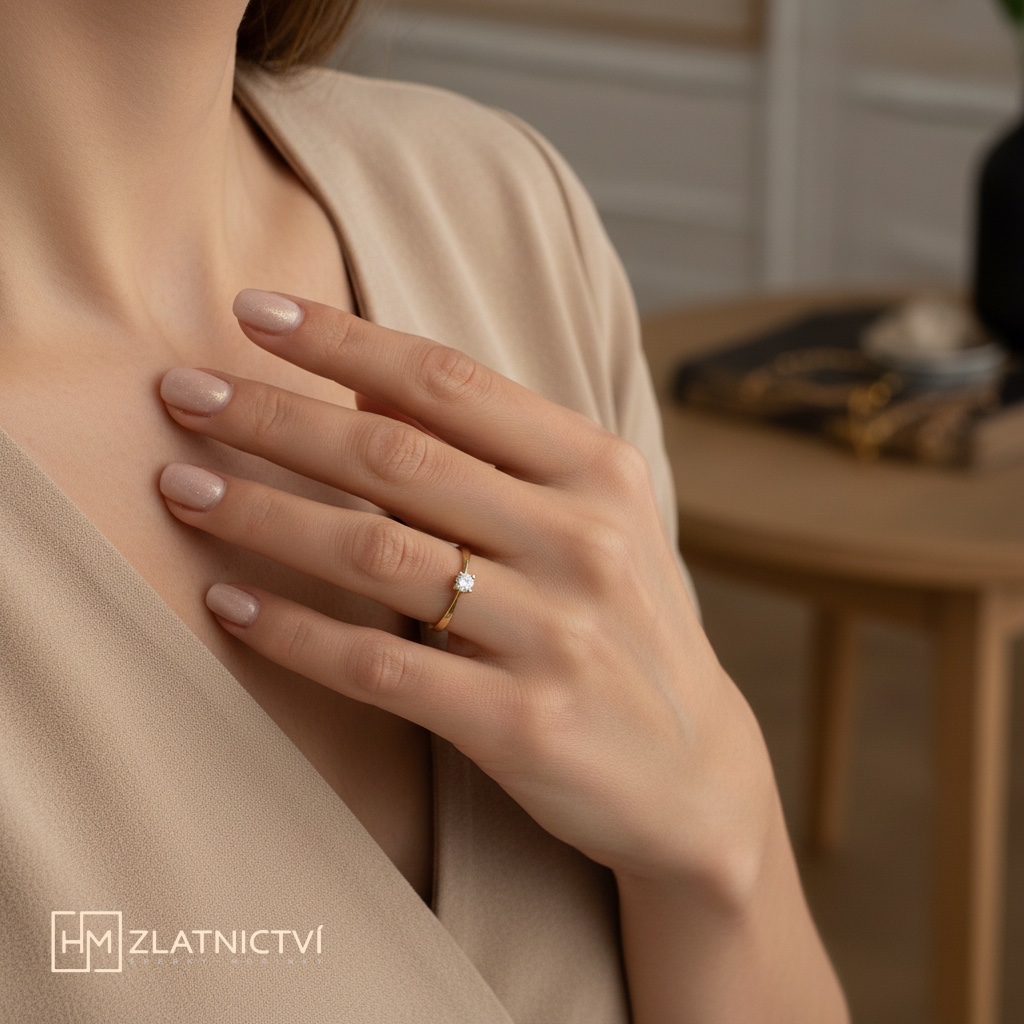 Elegantní zlatý prsten se zirkonem 2-3517