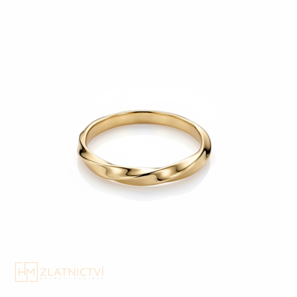 Minimalistický zlatý prsten s vlnkami 2-3637