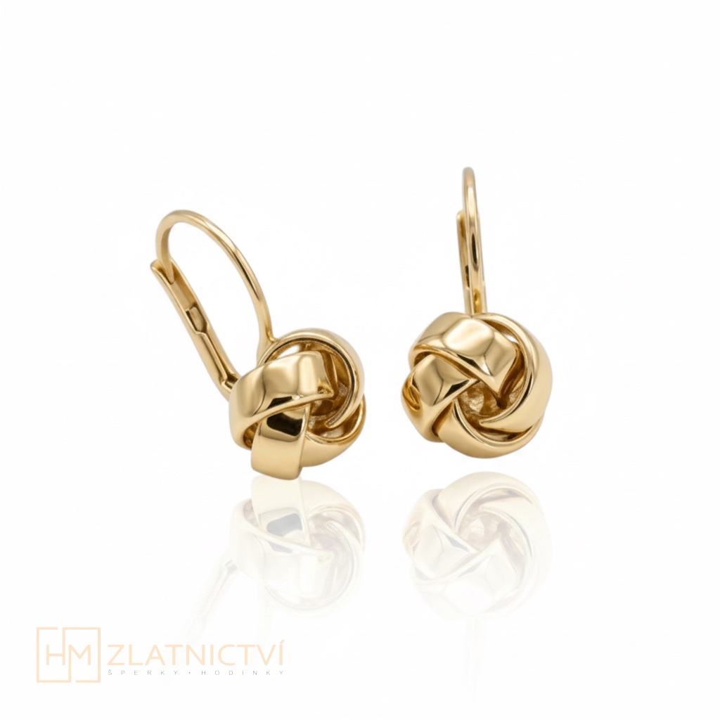 Elegantní zlaté náušnice uzel 5-6228