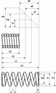 Pružina tlačná válcová 0,40x3x9x7       neobrobeno