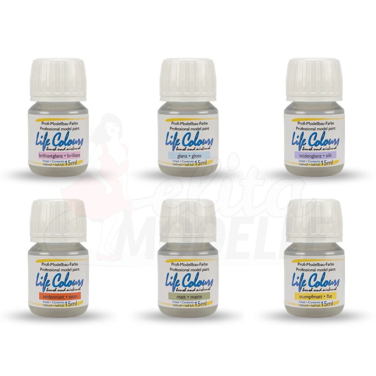 ELITA MODELLE Life Colours sada bezbarvých laků 6x15 ml