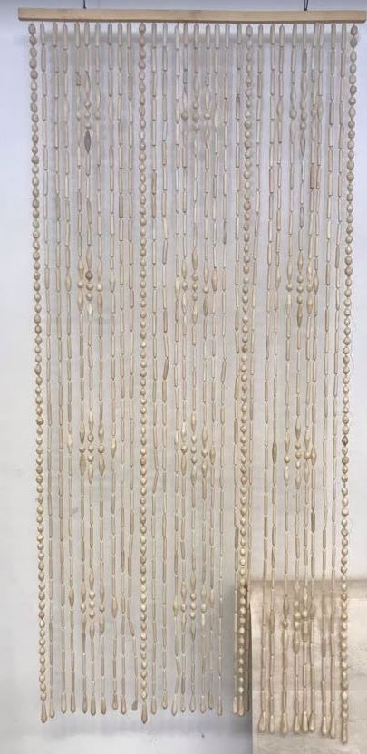 Dveřní závěs šustí přírodní světlý+světlá kytička93x200cm