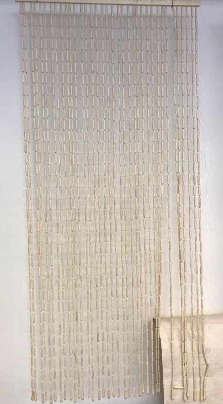 Dveřní závěs šustí přírodní světlé proužky 93x200cm