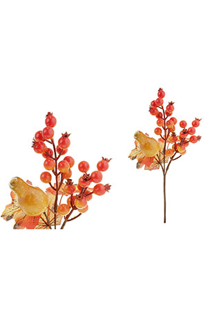 Větvička podzimní s jeřabinou a dýní 29 cm