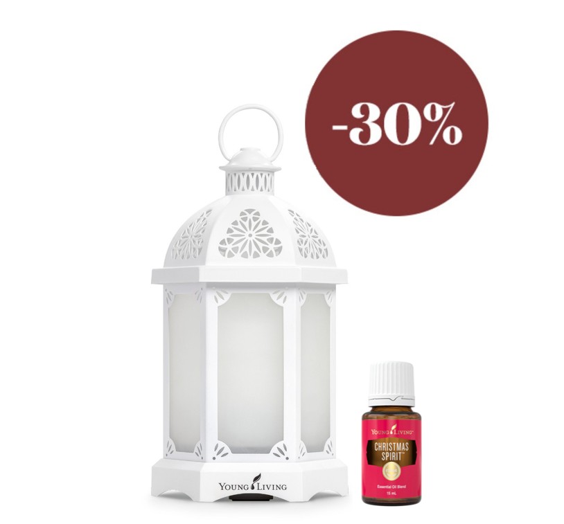 Difuzér Lucerna bílá Young Living + Christmas Spirit 15 ml v ceně