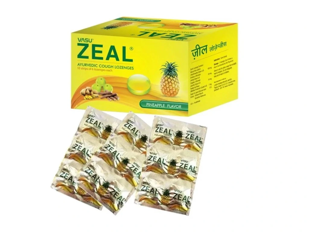Vasu Zeal Plus, kašel a bolest v krku, 60 pastilek