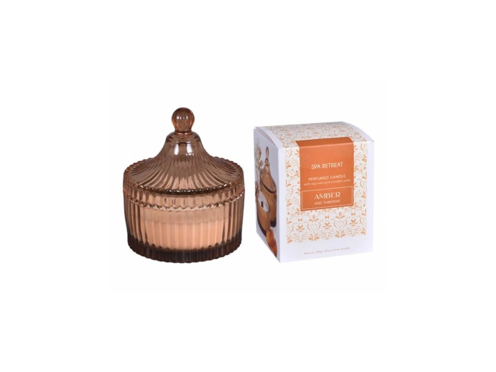 Svíčka Spa retreat ve skle s víčkem, amber 150 g
