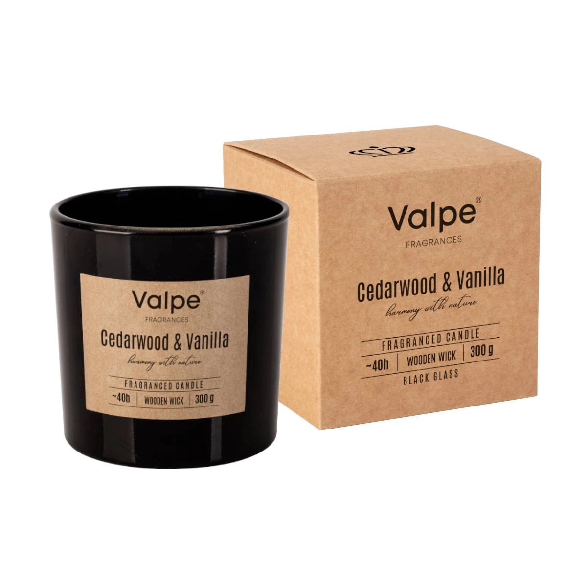 Vonná svíčka s dřevěným knotem CEDARWOOD & VANILLA 300g