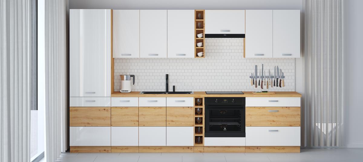 Kuchyňská linka Artisan - bílý lesk - 335 cm