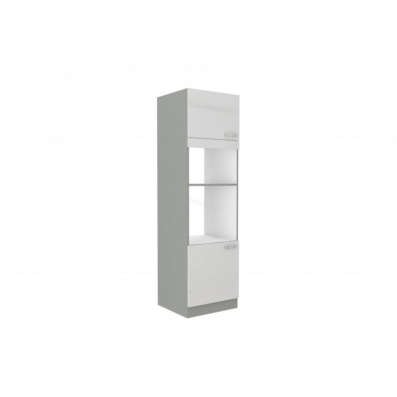 Skříň na vestavěnou troubu a mikrovlnnou troubu Bianca - bílý lesk 60 DPM-210 2F